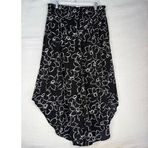 Cato Palazzo Pants Womens 14/16W Black Floral Excellent Smocked Wide Leg Harem